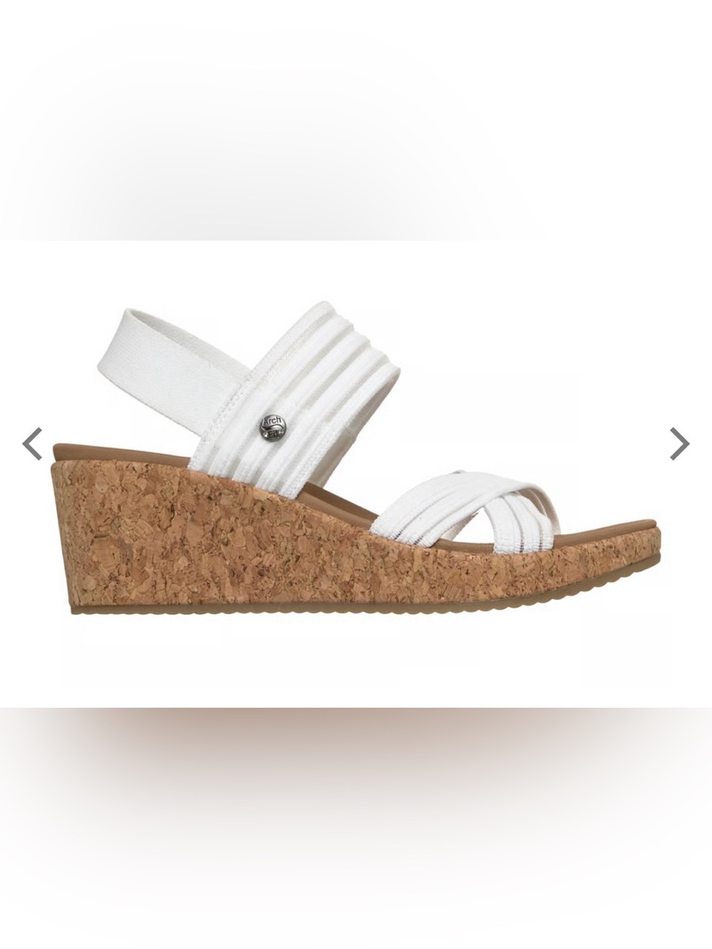 NWT Sketchers White Cork Wedge Beverlee 2.0 Sandal Bali Vibes